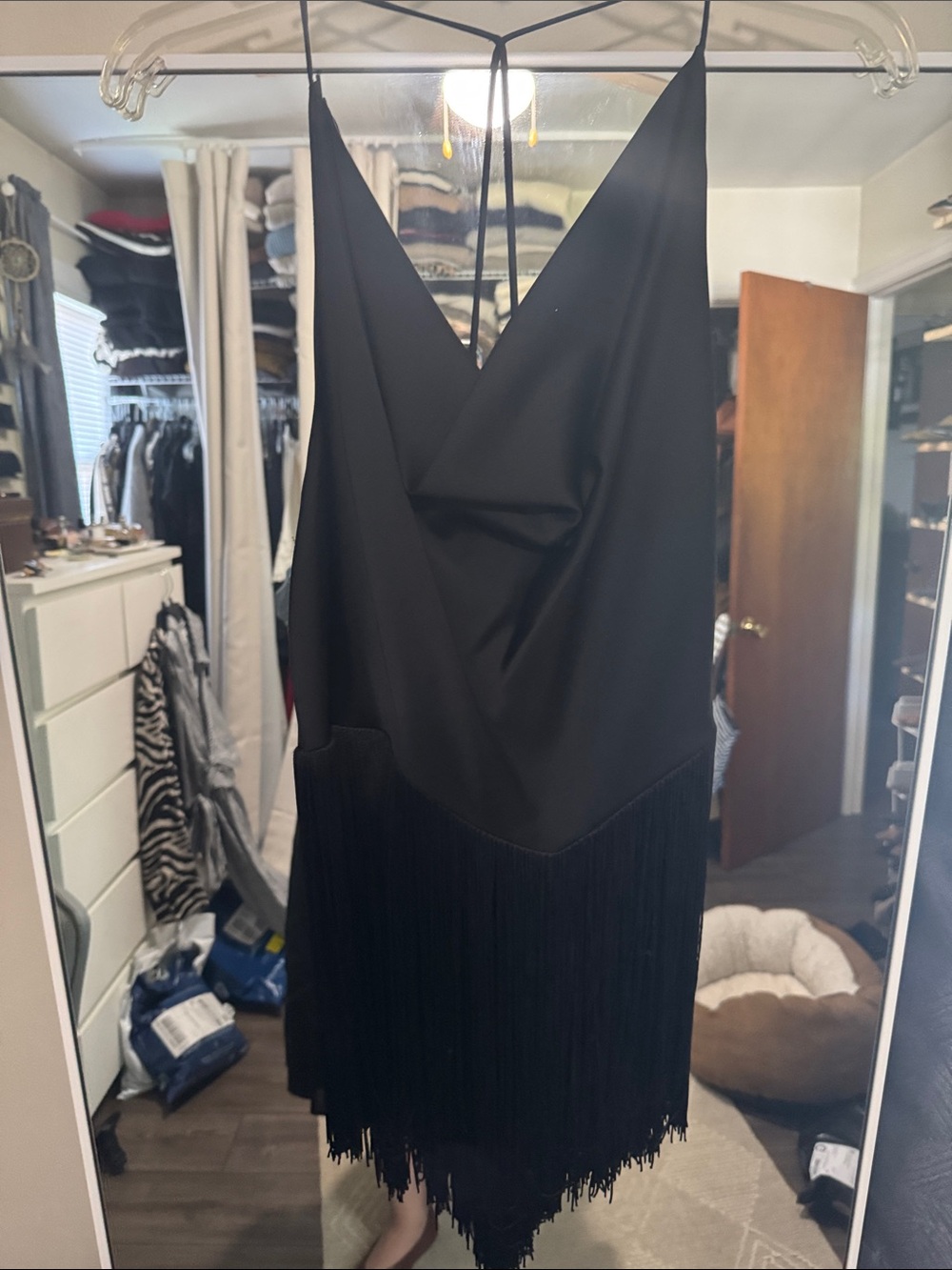 Zara Black Fringe Slip Mini Dress